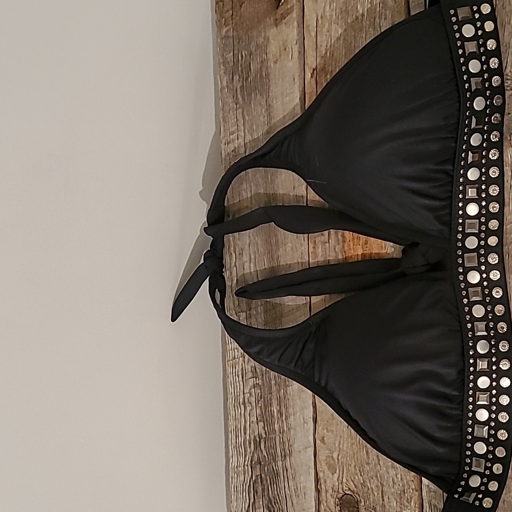 Black Studded Bikini Top